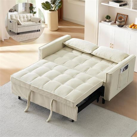 3 In 1 Corduroy Convertible Sofa Bed,Pull Out Couch Bed with Reclining Backrest