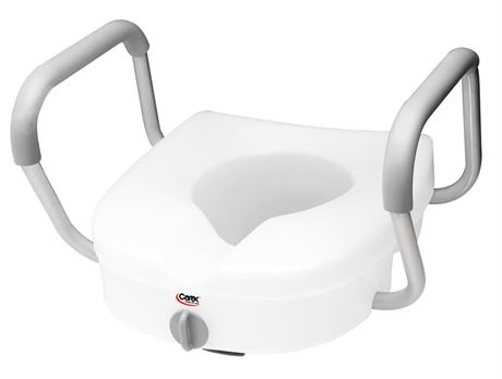 Carex Health Brands E-Z Lock White Elevated Toilet Seat Aluminum/Plastic 5 in.