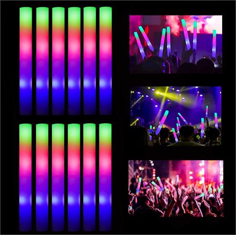 Glow Sticks Bulk, 52 Pcs LED Foam Sticks Light Up Batons Party Favors with 3