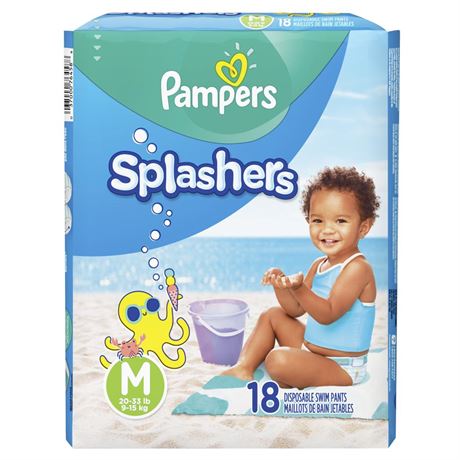 Pampers Splashers Swim Diapers Size MD  18 Count (Select for More Options)