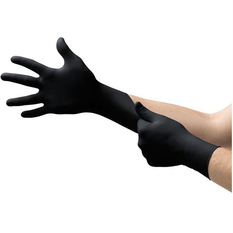 Ansell Microflex MidKnight MK-296 Disposable Nitrile Exam Glove, Black Large,