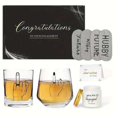 Engagement Gifts For Couples & Special Wedding Gifts: Wine And Whiskey Glasses,