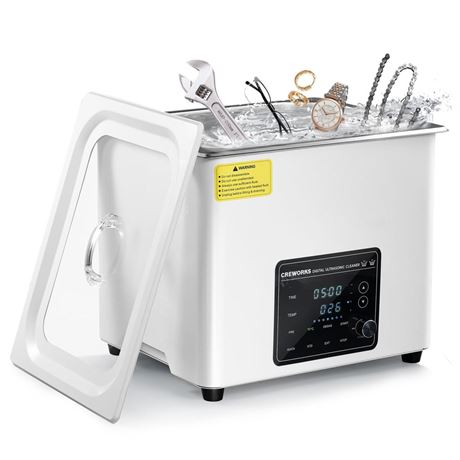 Creworks Professional 10L Ultrasonic Cleaner, 7-Level Intensity Adjustment