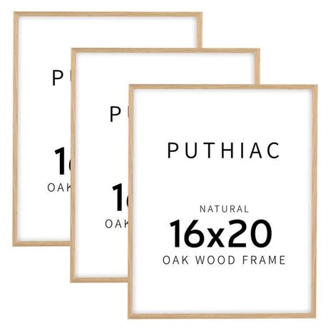 3 Pack, Beige puthiac 16x20 Oak Wood Frames -16"x20" Poster Frames for Wall,