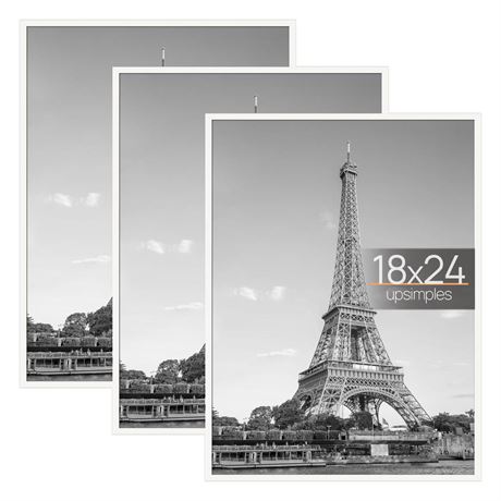 upsimples 18x24 Frame White 3 Pack, Poster Frames 18 x 24 for Horizontal or