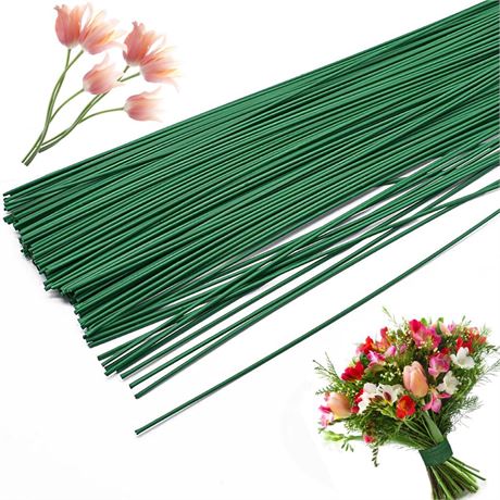 200 PCS Floral Stem Wire Flower Arrangements and DIY Crafts,Dark Green,Floral