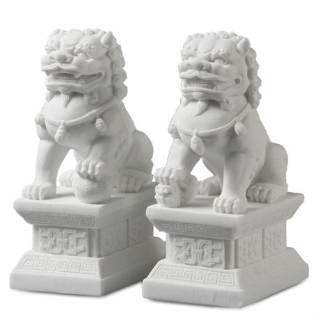 Large Size Foo Dog Statue,Pair of Guardian Lions,Asian Stone Statues Feng Shui