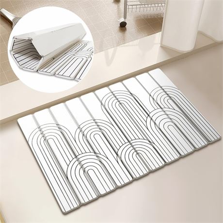 Foldable Diatomite Stone Bath Mat Quick Dry, Non-Slip Stone Bathroom Mat 23.6 x
