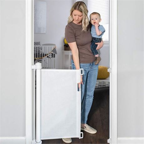 YOOFOR Retractable Baby Gate, Extra Wide Safety Kids or Pets Gate, 33” Tall,