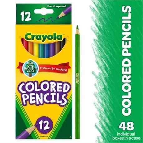 Crayola 12ct Colored Pencils  Assorted Colors  Pre-sharpened  (Case Contains 48