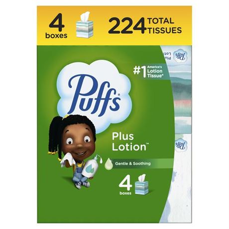 Puffs Plus Lotion Facial Tissues 56 Count (Pack of 4)