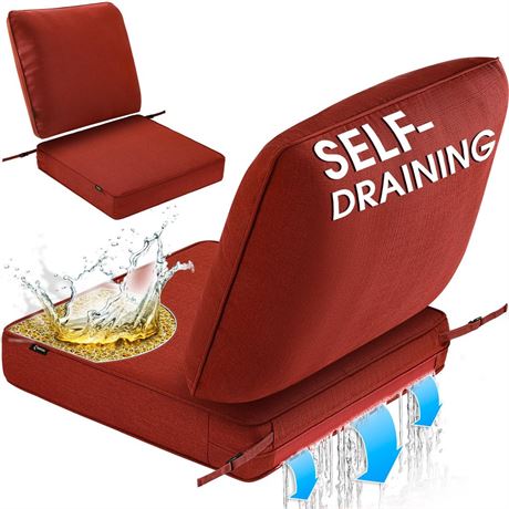 SUNROX 2 Pack Outdoor Chair Cushions Waterproof & FadeShield Patio Furniture