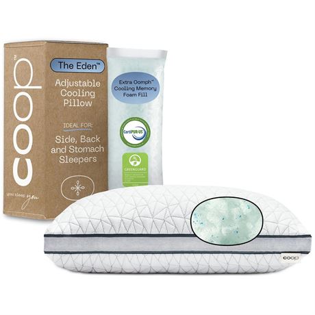 Coop Home Goods Eden Bed Pillow Queen Size for Sleeping on Back, Stomach and