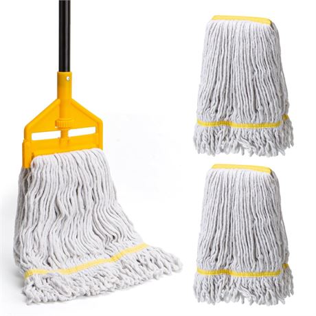 KeFanta Commercial Mop with 2 Extra Large Replacement Heads, 59Inch Handle