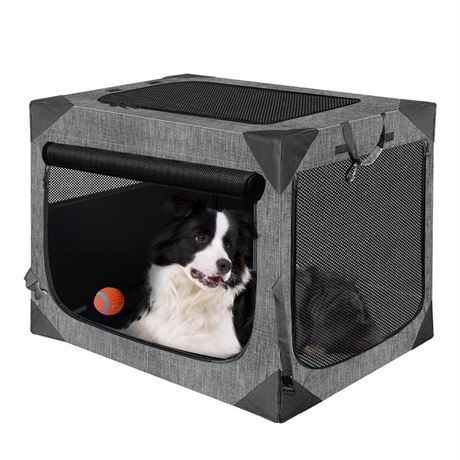 36 Inch Dog Crates,Collapsible Soft Dog Crate for Large Dogs, Chew Proof Mesh