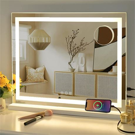 Vanity Mirror with Lights, 23" x 18" Makeup Mirror, Hollywood Mirror with 3