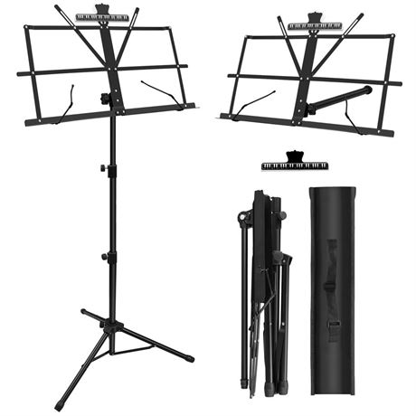 1/2/4 Pack Music Stand, 2 in 1 Dual-Use Folding Sheet Music Stand, Lightweight
