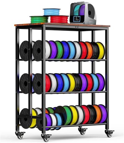 3D Printer Filament Cart, 2 Rows Filament Storage Rack Shelf for