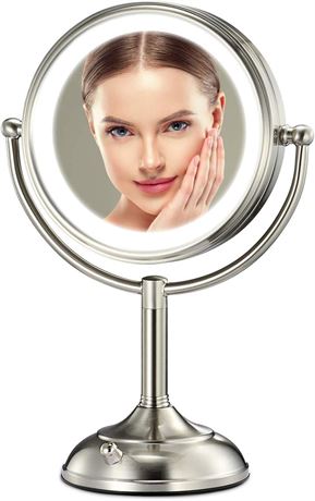 Professional 8.5" Large Lighted Makeup Mirror with Brighter Lights, 1X/10X True