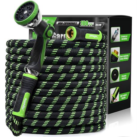 RAINPOINT Metal Garden Hoses for Yard 100 ft - No-kink 304 Water Hose 100ft