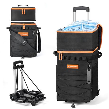 Odoland 72 Can Rolling Cooler Bag with Wheels & Handle, Collapsible Insulated