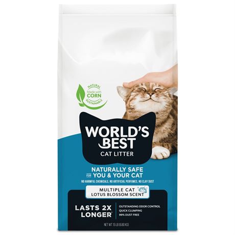 WORLD'S BEST CAT LITTER Multiple Cat Lotus Blossom Scented - Long-Lasting Odor