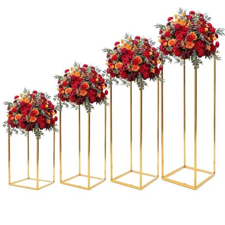 4 Pcs Gold Wedding Flower Stand, Metal Column Flower Stand , 40-100cm Tall
