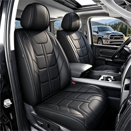 YORKNEIC Fit Dodge Ram 1500 Seat Covers 2500 3500 2012-2025 2026 Faux Leather