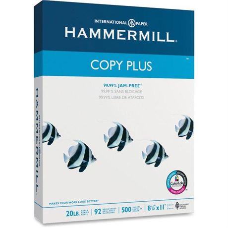 Hammermill Copy Plus FSC-Certified Paper, 20 Lb., 92 Bright, 8.5" X 11", 500