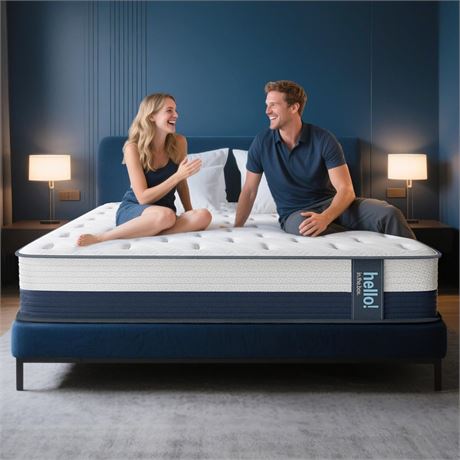 Queen Mattress 10 Inch, Medium Firm Hybrid Queen Size Mattress in a Box with