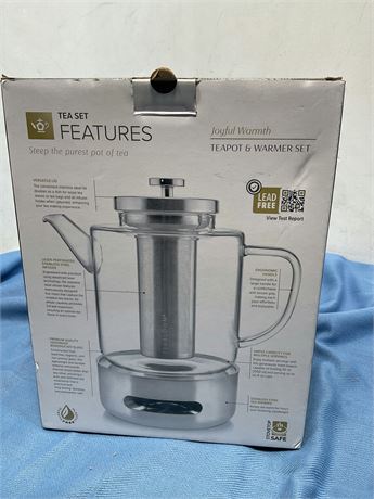 Teabloom Joyful Warmth Teapot with Tea Warmer – 50 oz (6+ Cups) Hand-Blown