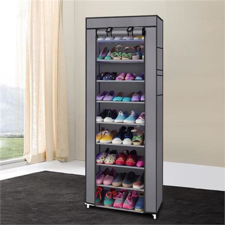 10 Layer 9 Grid Shoe Rack Shelf Storage Closet Organizer Cabinet