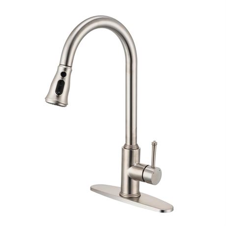 Kitchen Faucets with Pull Down Sprayer Brushed Nickel, High Arc Stainless Steel