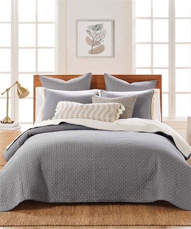 Levtex Home Cross Stitch Quilt Set, Gray