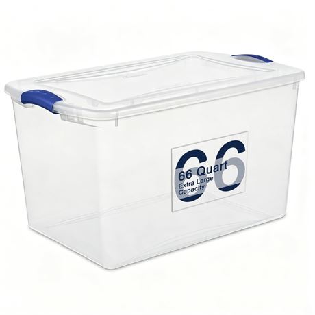 66 Qt Plastic Storage Bins with Lids, Clear Storage Containers for Clothes &