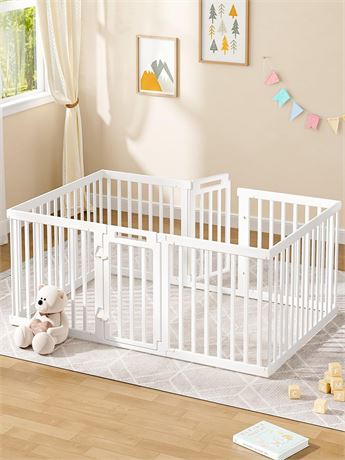 VBABY Playpen for Babies and Toddlers, Plastic Play Pen for Babies 6-12 Months,