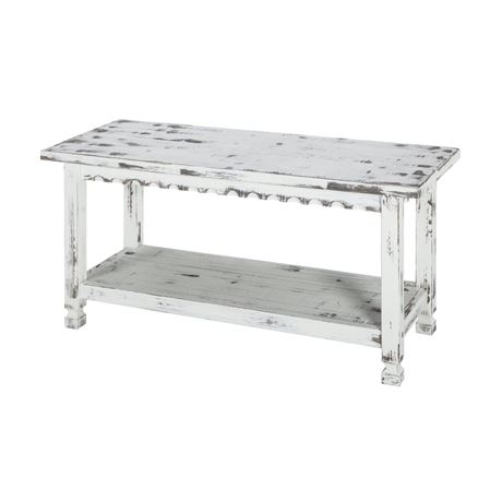 Alaterre Furniture Alaterre Country Cottage Bench, White Antique Finish