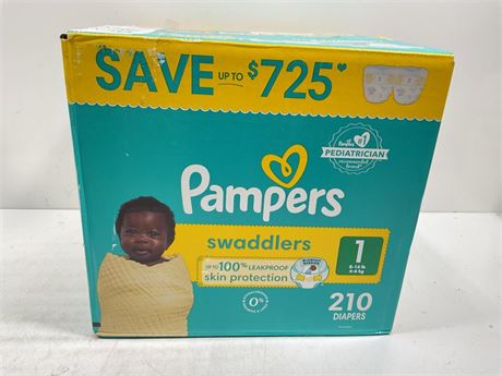 OFFSITE Pampers Swaddlers Diapers, Size 1 (8-14 Pounds), 210 Count