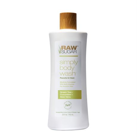 Raw Sugar Simply Body Wash for Sensitive Skin, Green Tea + Cucumber + Aloe