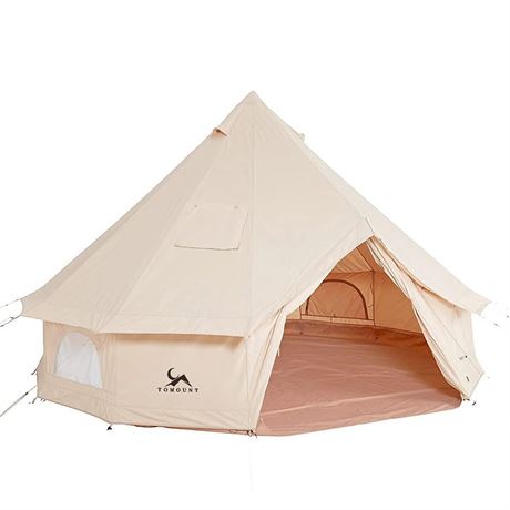 MC TOMOUNT Canvas Tent Bell Tent Yurt with Stove Jack Zipped Removable Floor