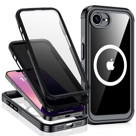 for iPhone 17E/16E Case,Built-in 9H Tempered Glass Screen Protector + Privacy