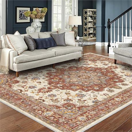 Washable Oriental Area Rug - Rugs for Living Room Soft Carpet for Bedroom