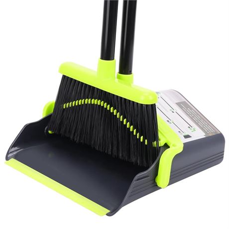 Broom and Dustpan Set Heavy Duty Large Dustpan Broom for Kitchen Outdoor Indoor