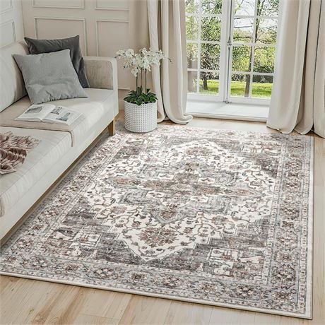 6x9 Area Rugs for Living Room, Super Soft Low Pile-Thin Stain Resistant Machine