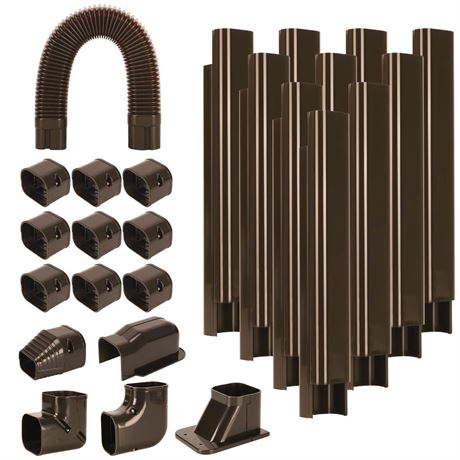 GUEQUITLEX 3" W 16.1 Ft Line Set Cover Kit for Mini Split Air Conditioner Brown