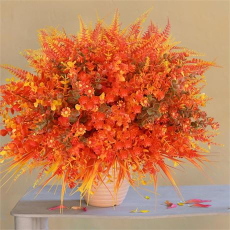 Artificial Flowers for Outdoor,16pcs Orange Autumn Artificial