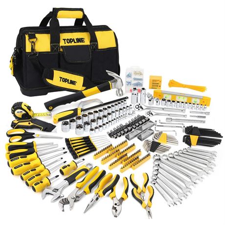 TOPLINE 467-Piece Household Home Tool Sets for Mechanics, 16-Inch Tool Bag with