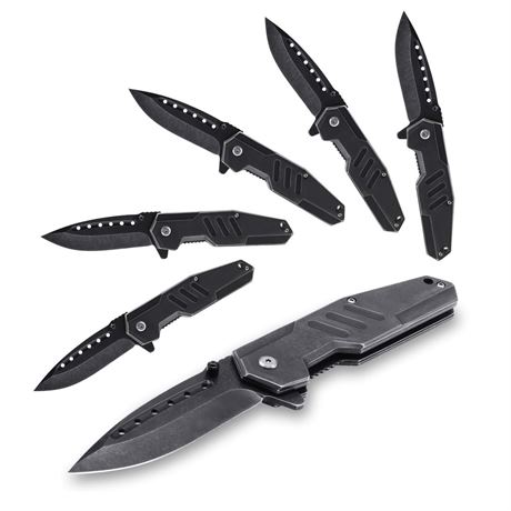 Lichamp Folding Pocket Knife for Men, 6-Pack Folding Knives, Sharp Pocket Knife